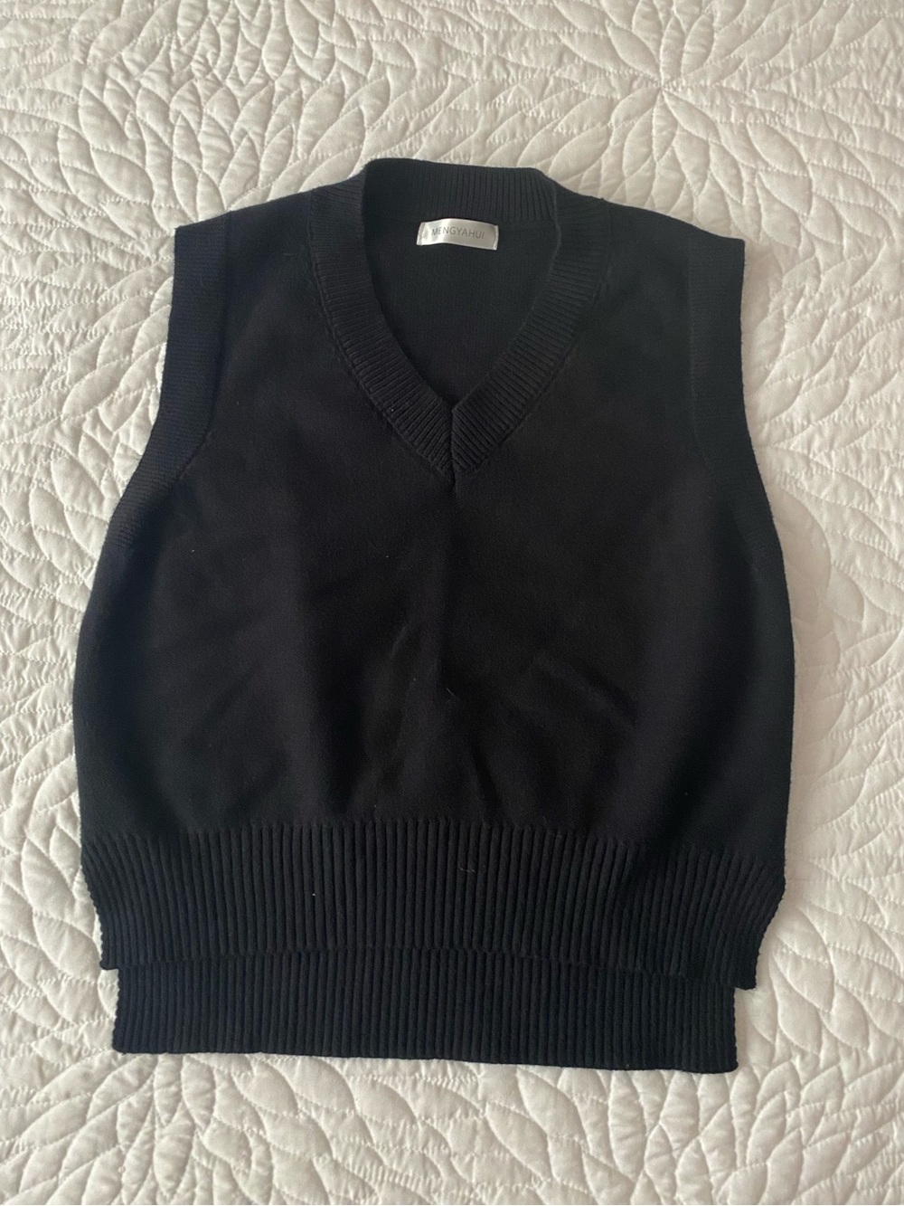 Black V-Neck Sweater Vest - Women